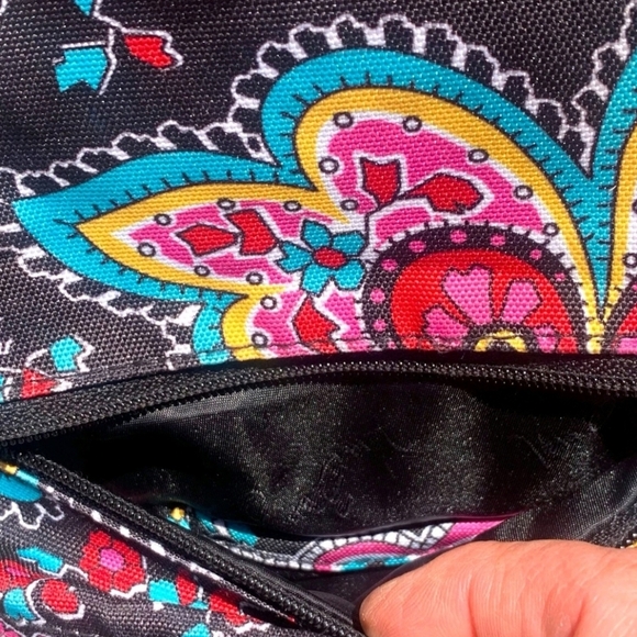 VERA BRADLEY Campus Backpack PETAL Paisley Black Pink Quilted Travel School - Picture 6 of 14